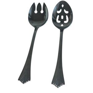 Rogers Triumph Serving Spoons Spork Salad Set Stainless Flatware Pierced Korea
